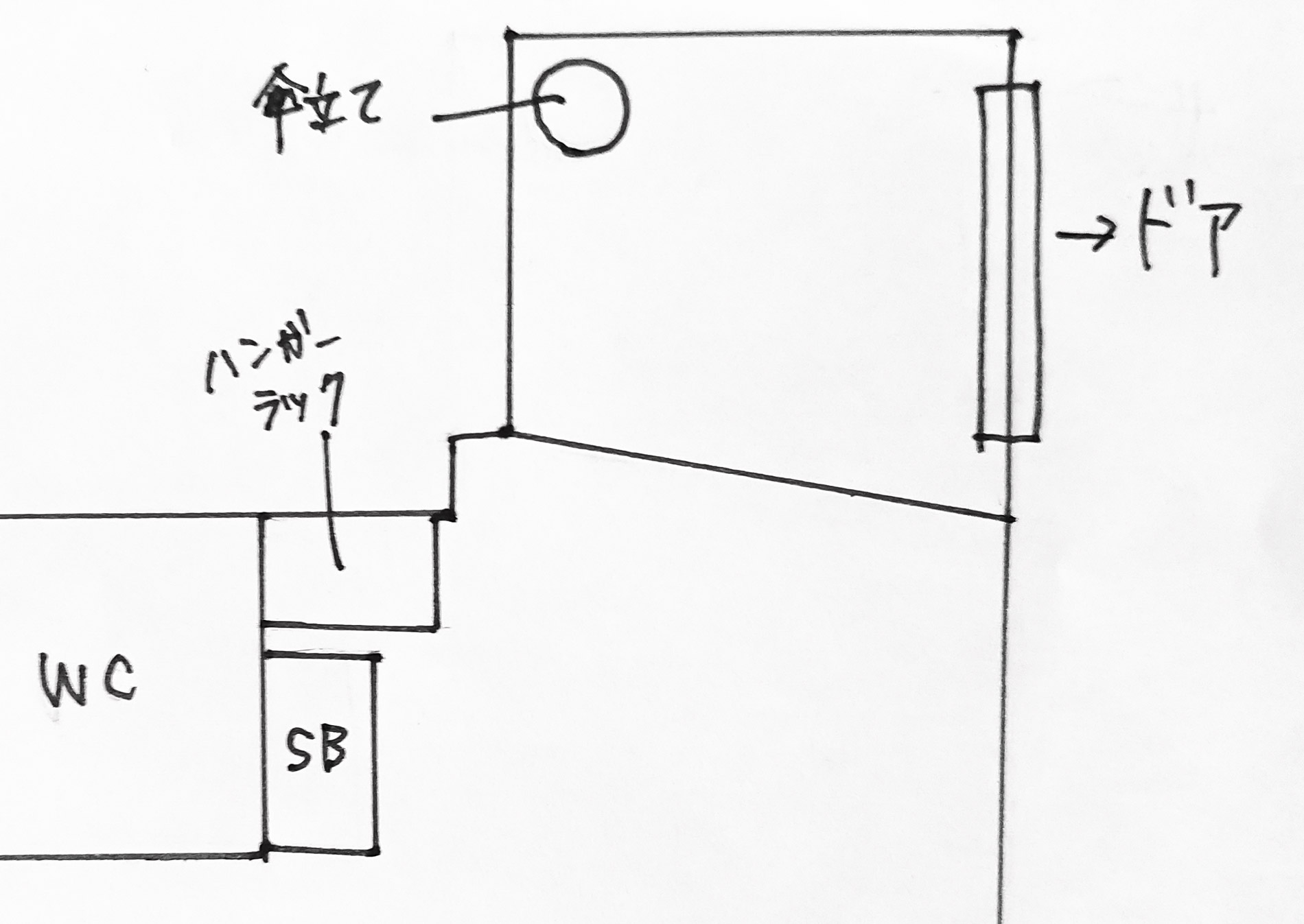 1k賃貸マンション玄関の平面図